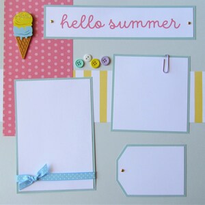 HELLO SUMMER 12x12 Scrapbook Pages Premade Layout PoPsiCLeS, Ice Cream, Fun in the Sun, Family, Vacation, Boy, Girl, Kids, Baby image 2