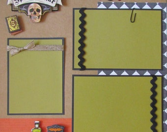 HALLOWEEN SPooKTaCuLaR 12x12 Scrapbook Pages - Trick or Treat Premade Scrapbooking Layout - JuST ADD PhOToS - Fall Spooky Wicked