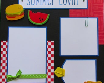 SUMMER LOVIN' Premade 12x12 Scrapbook Pages - FUN Layout - cook-out, barbecue, family & friends, seasons, grill, dad, Father's Day, picnic