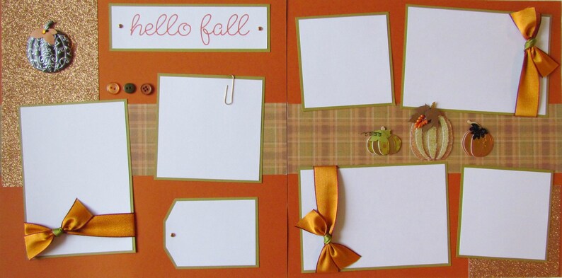 Premade Layout Family Pumpkin Patch HELLO FALL 12x12 Scrapbook Pages CoPPeR PuMPKinS