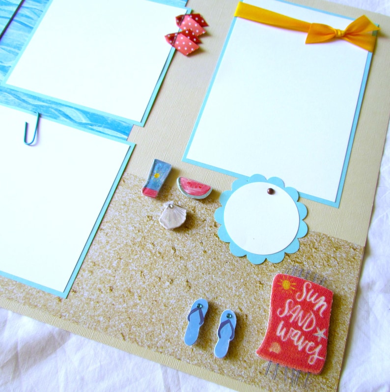 SUN & SEA 12x12 Premade Scrapbook Pages - Beach Layout, Visiting Ocean ...
