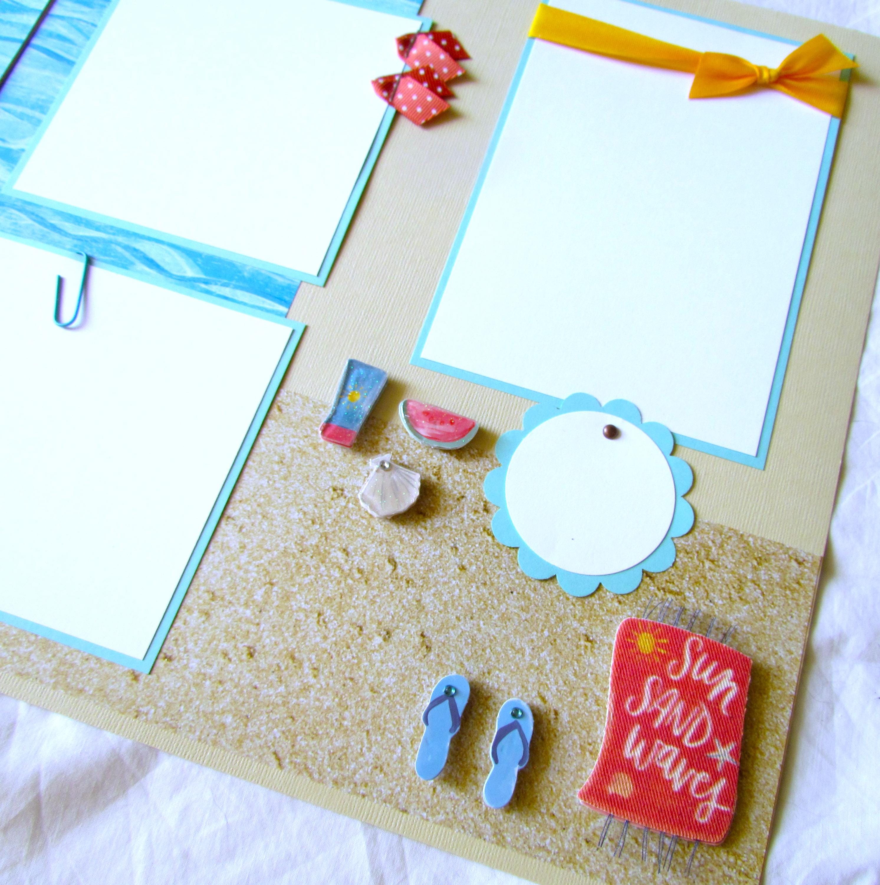 SUN & SEA 12x12 Premade Scrapbook Pages - Beach Layout, Visiting Ocean ...