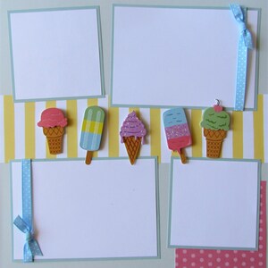 HELLO SUMMER 12x12 Scrapbook Pages Premade Layout PoPsiCLeS, Ice Cream, Fun in the Sun, Family, Vacation, Boy, Girl, Kids, Baby image 3