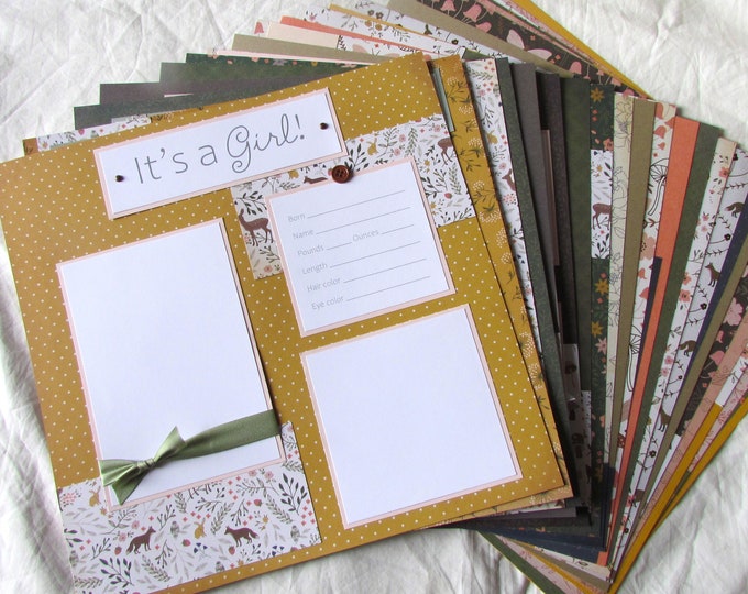 BABY GIRL First Year Album - 20 12x12 COTTAGE Premade Scrapbook Pages ...