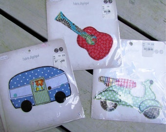 Sew Little Time FABRIC APPLIQUE DeSTASH Sewing Supplies Patch Scrapbook Embellishments, NeW, You Choose, Camper, Scooter, Moped, Guita