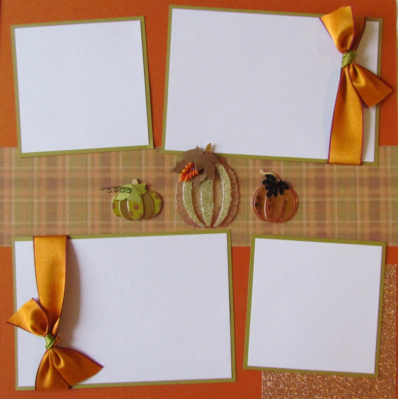 Premade Layout Family Pumpkin Patch HELLO FALL 12x12 Scrapbook Pages CoPPeR PuMPKinS