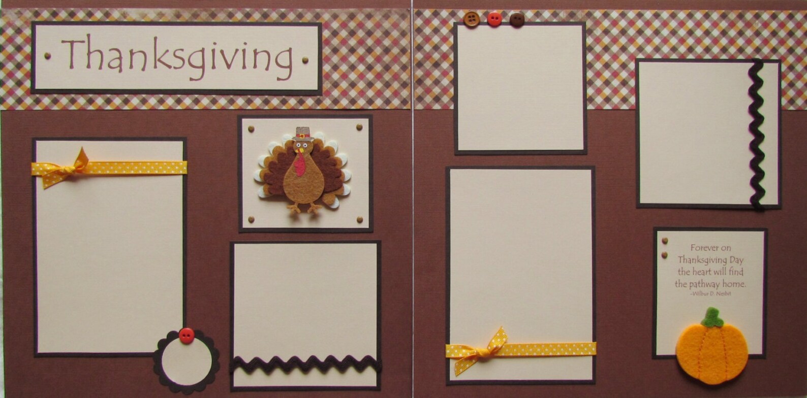 THANKSGIVING 12x12 Premade Scrapbook Pages - Family Scrapbooking Layout ...