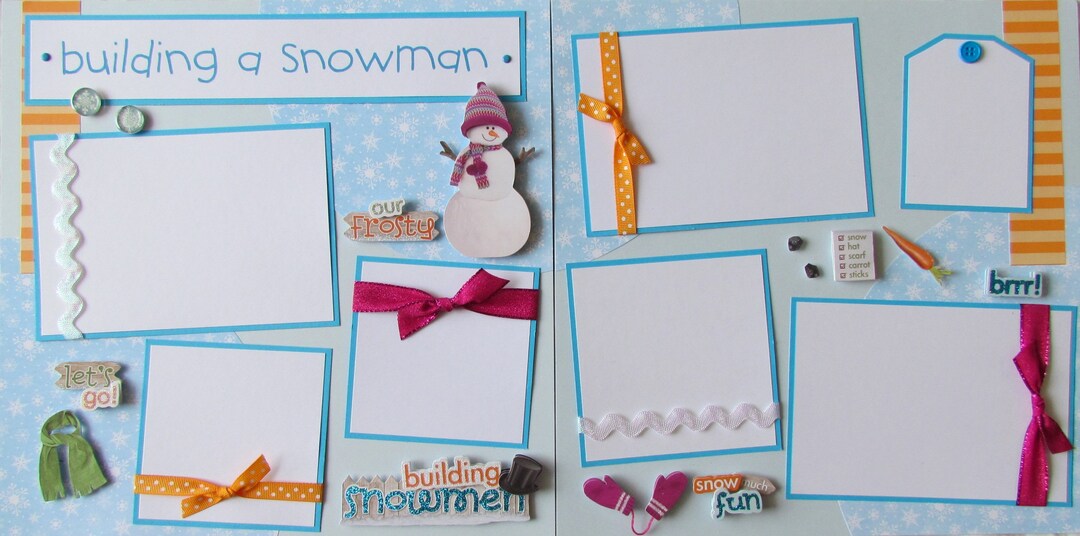 BUILDING A SNOWMAN 12x12 Premade Scrapbook Pages -- Winter Snow Fun ...