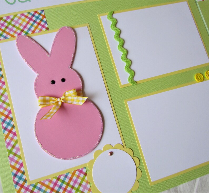 EASTER IS HERE 12x12 Premade Scrapbook Pages, Easter Layout, Spring Scrapbooking, Family, Boy, Girl, Baby, Bunny, Egg Hunt, Basket, Love You image 5