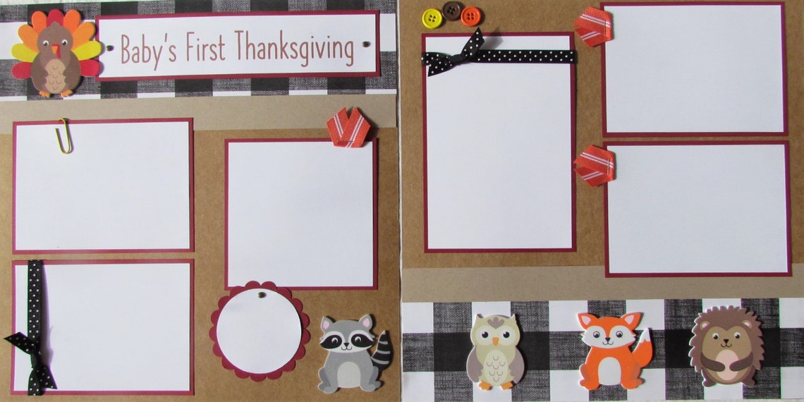 BABY'S FIRST THANKSGIVING 12x12 Premade Scrapbook Pages - Fall Layout ...