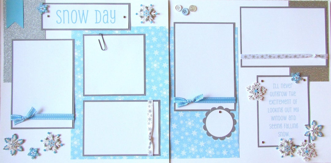 SNOW DAY 12x12 Premade Scrapbook Pages - Winter Layout - Playing in the ...