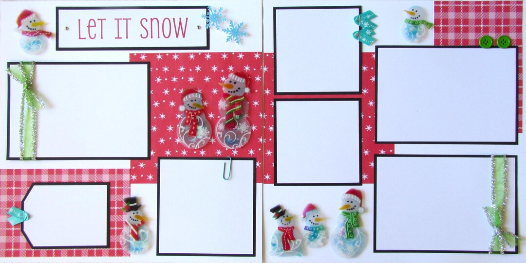 LET IT SNOW 12x12 Scrapbook Pages - Winter Christmas Premade Layout ...