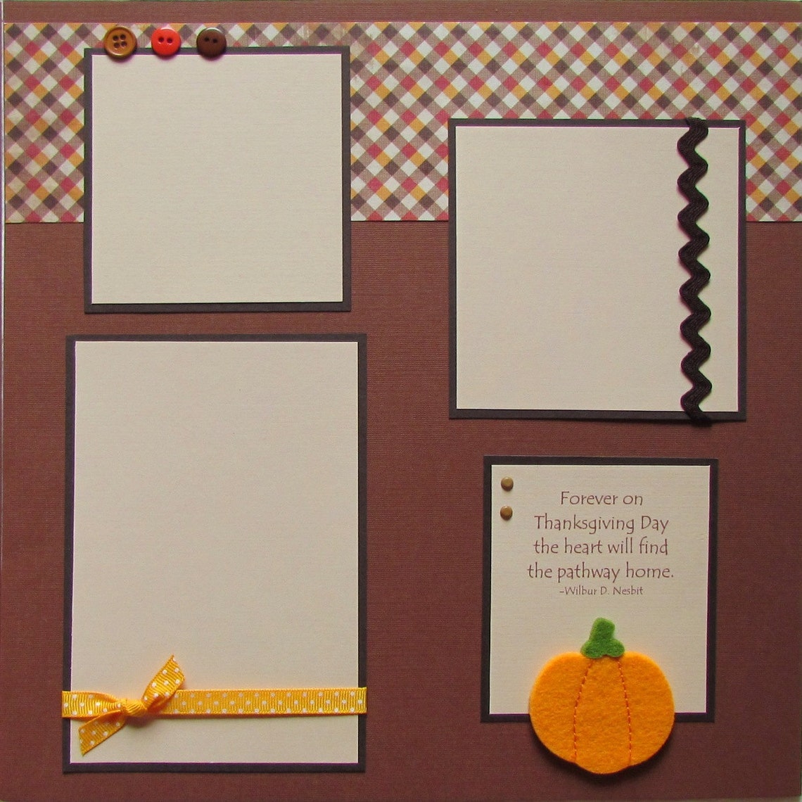 THANKSGIVING 12x12 Premade Scrapbook Pages - Family Scrapbooking Layout ...