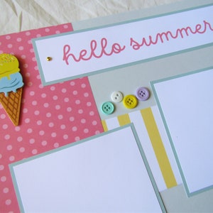 HELLO SUMMER 12x12 Scrapbook Pages Premade Layout PoPsiCLeS, Ice Cream, Fun in the Sun, Family, Vacation, Boy, Girl, Kids, Baby image 4