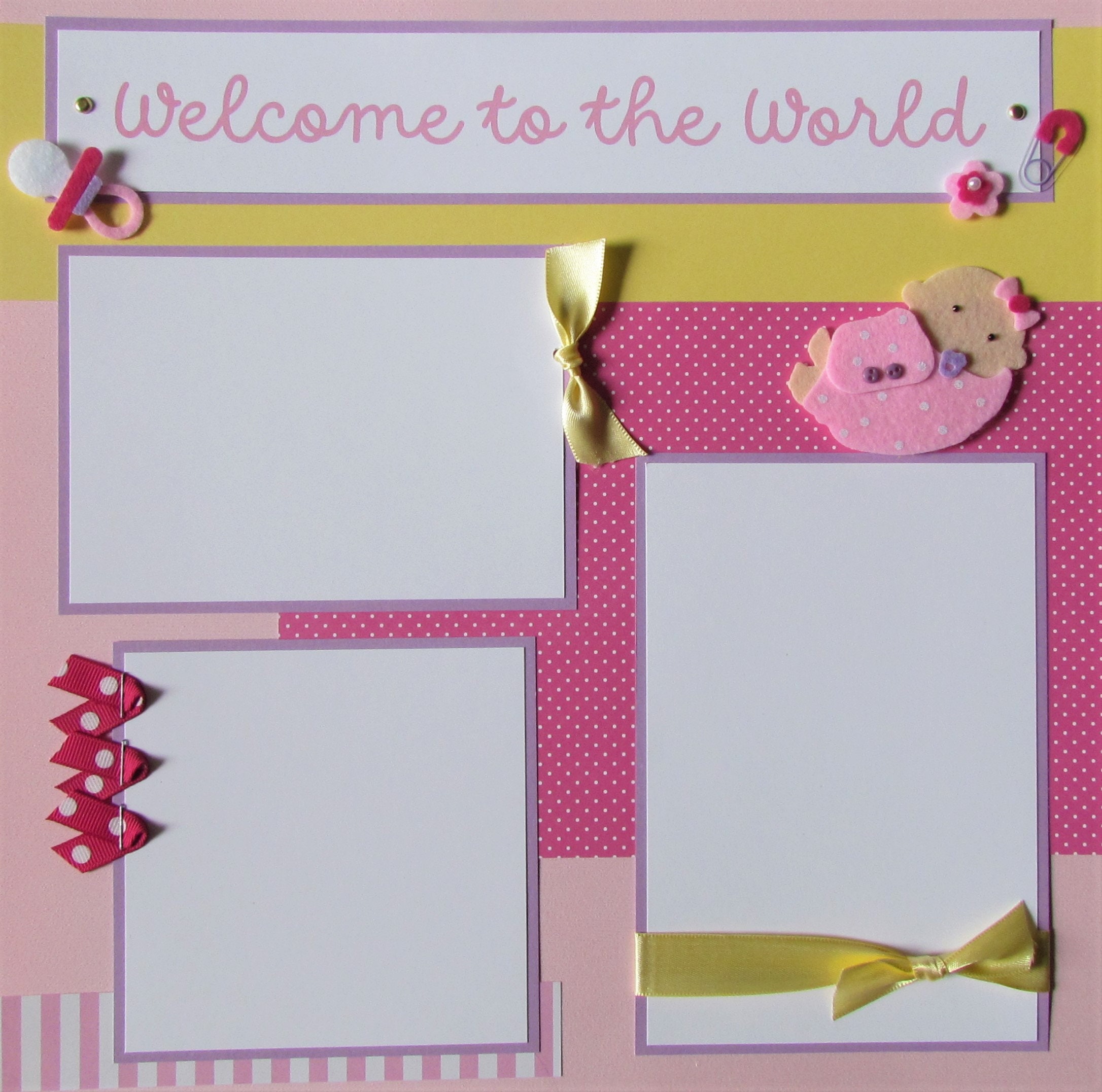 12x12 Premade Scrapbook Pages - Baby Girl Scrapbook Layout - WELCOME to ...