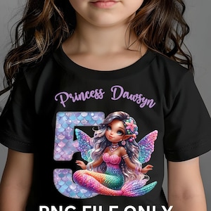 Personalized Mermaid Birthday PNG File: Kids Design (Digital Download)