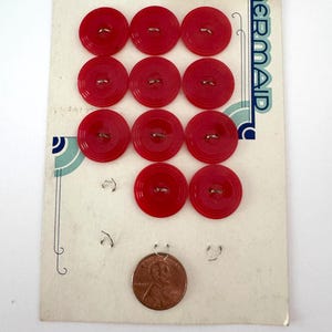 Vintage Red Buttons - Mid Century Plastic 2 Hole Bright Red Buttons ...