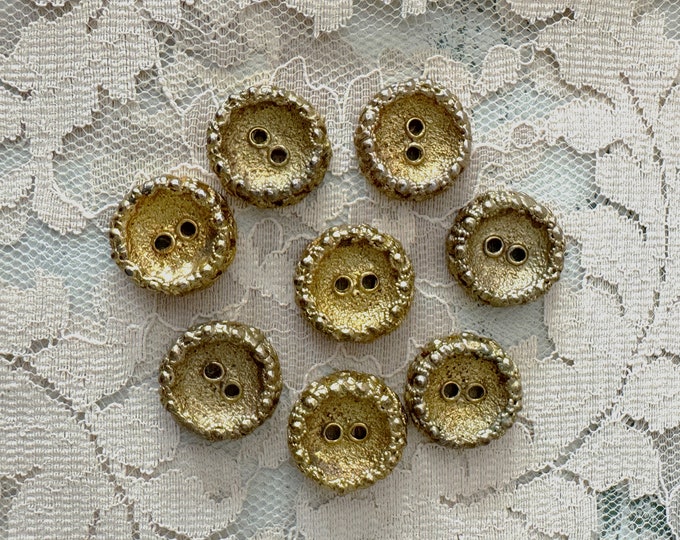 Metal Textured Button Vintage Gold Textured Metal Buttons - Set of 8 - Heavyweight, Striking ...