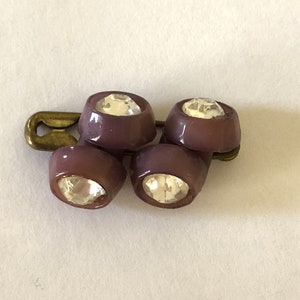 Vintage Purple Small Rhinestone Buttons - Set of 4 - Clear Rhinestones, Shank Backs - Knitting, Sewing, Crafting