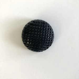 Vintage Navy Single Focal Button - Large Dome Shaped Navy-Blue Button with Deep Cross Hatch Checkerboard Design - Recessed Built In Shank