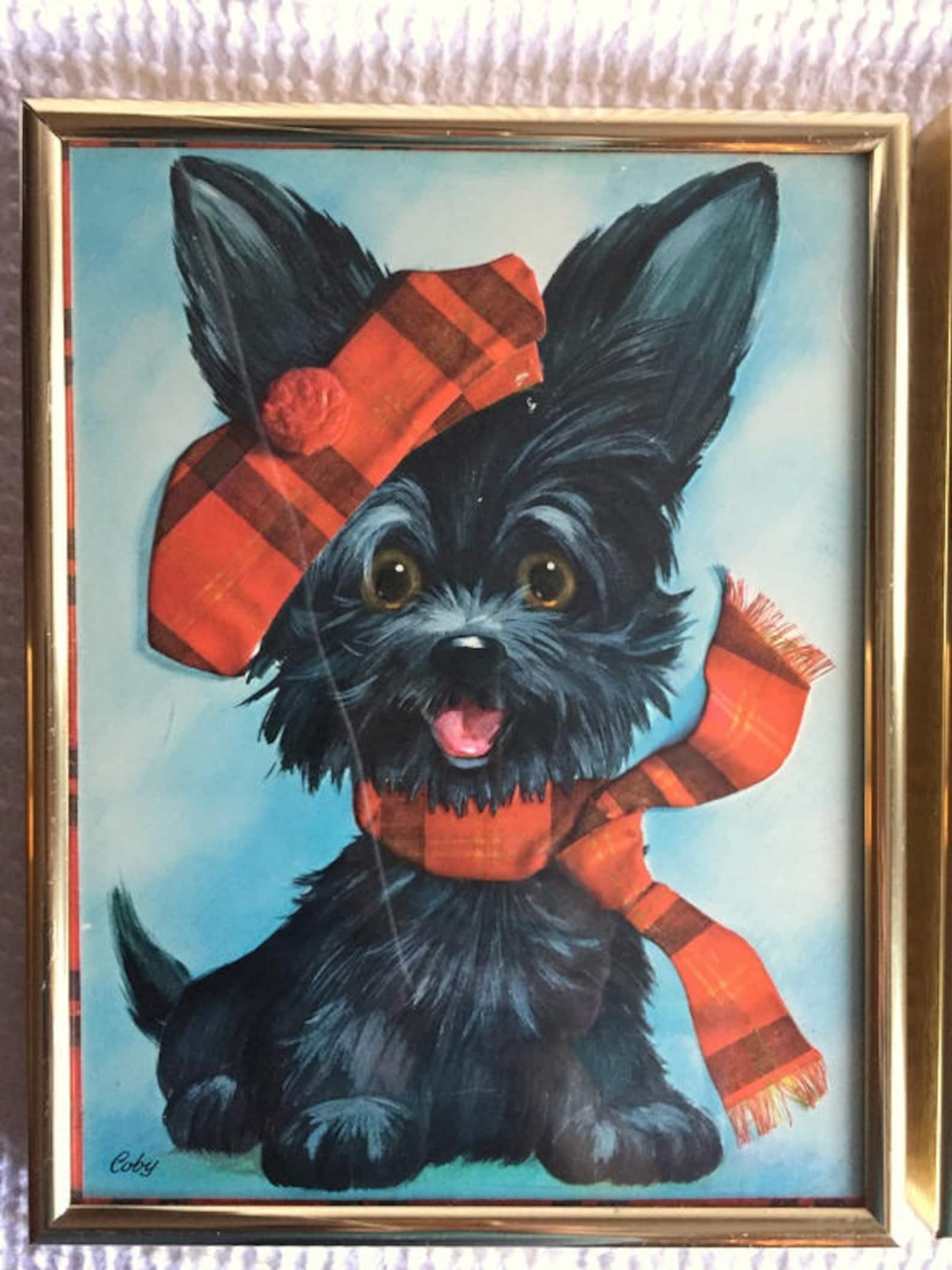 Vintage Framed Prints Scotty Dog and Duck by Coby - Etsy