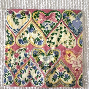 Pretty Floral Hearts Paper Napkins - Set of 2 - Perfect for Decoupage, Paper Crafting, Journals, Home Decor