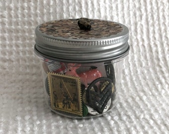 Dad's Curiosity Embellishment Treasure Jar Filled with Manly Do-DADS and Thing-a-ma-BOBS - Crafting, Decor, Inspiration