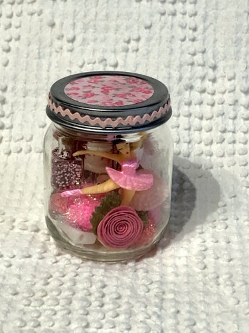 Pink Tiny Treasure Glass Jar Filled With Vintage Buttons Etsy