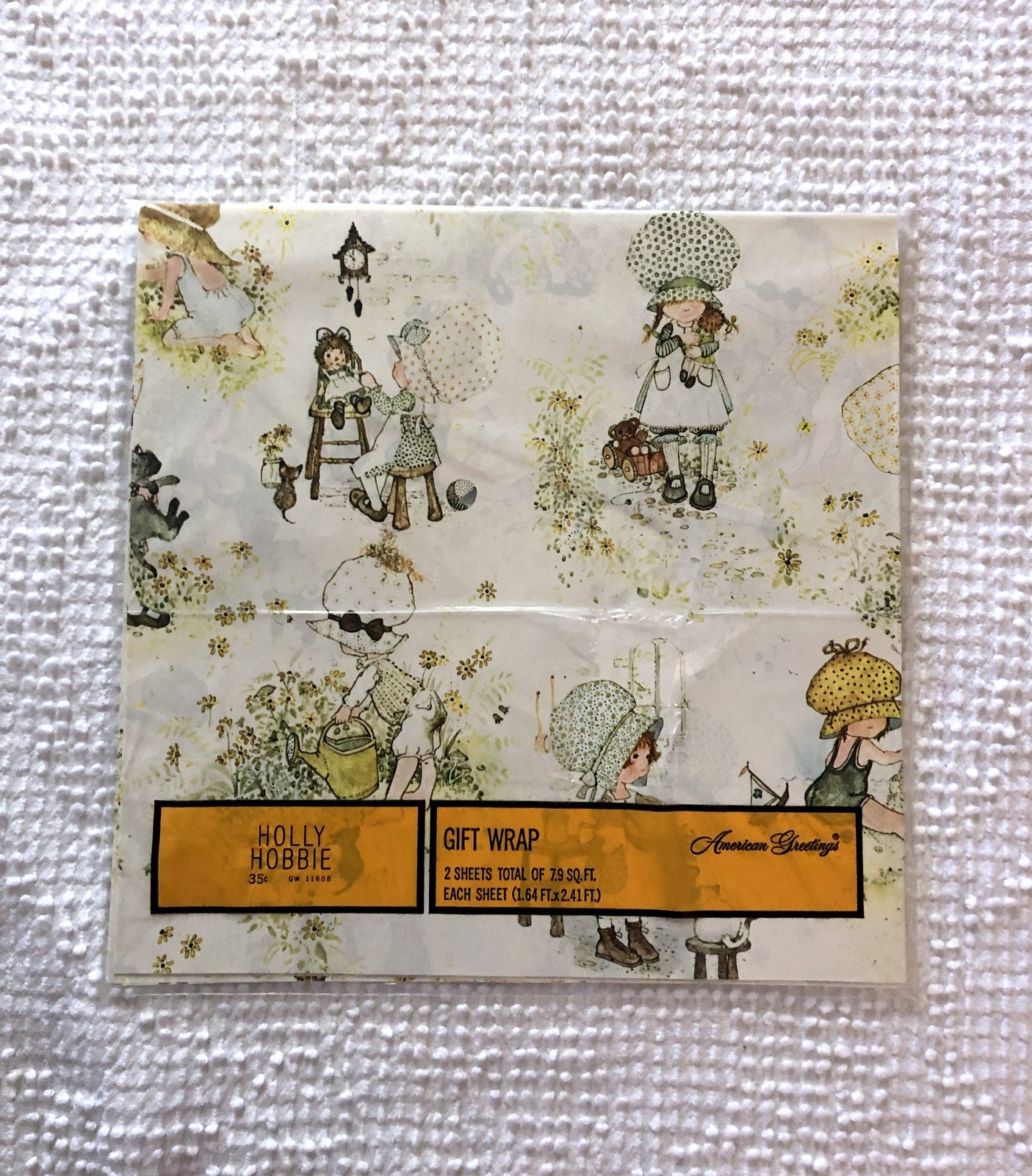 Lot Vtg Holly Hobbie Gift Wrap Sheets 1970s American Greetings 4 Sealed Packages 