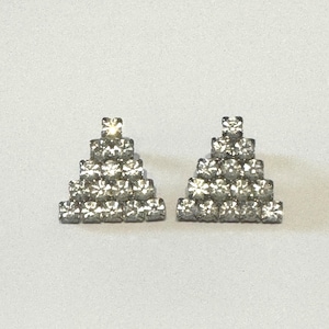 Vintage Rhinestone Earrings - Rows of Sparkling Rhinestones in Triangle Shape - Post Style with Backings for Pierced Ears - Stunning Bling
