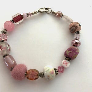 Pink Curiosity Beaded Bracelet - A Gorgeous Mix of Pink Beads - Fun to Wear - Great Gift for Breast Cancer Support and October Birthdays
