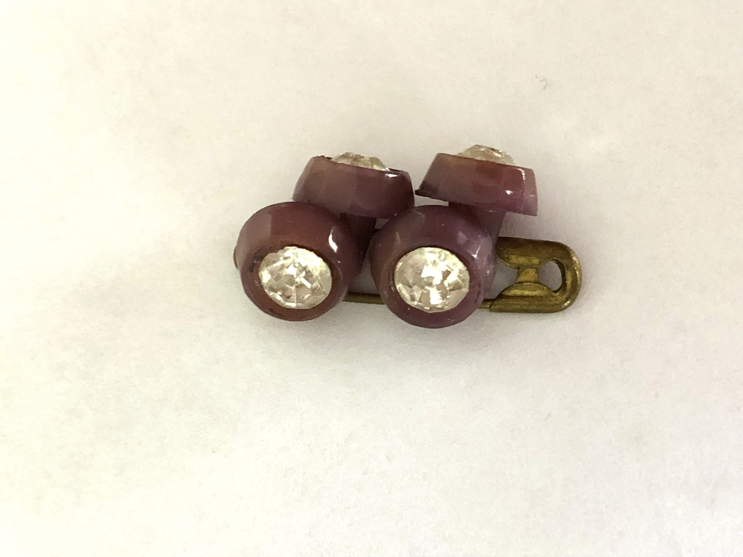 Lot De 18 Boutons Vintage Violet Strass - Pied Plastique, 1.3 Cm, Référence 1992, Occasion