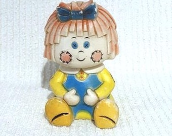 Muñeca de trapo de goma vintage – Juguete chirriante de los años 70, decoración infantil