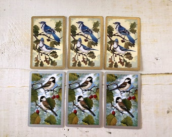 Vintage Bird Playing Cards - Set of 6 for Collage & Junk Journals