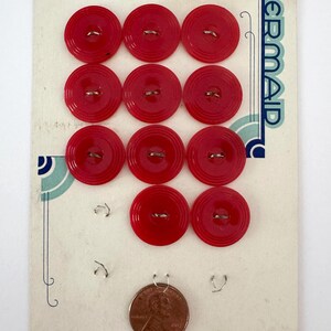 Vintage Red Buttons - Mid Century Plastic 2 Hole Bright Red Buttons ...