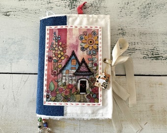 Handmade Junk Journal with Whimsical Houses Theme - Filled with Handmade Ephemera - Perfect for Spring and Summer - Journal 3