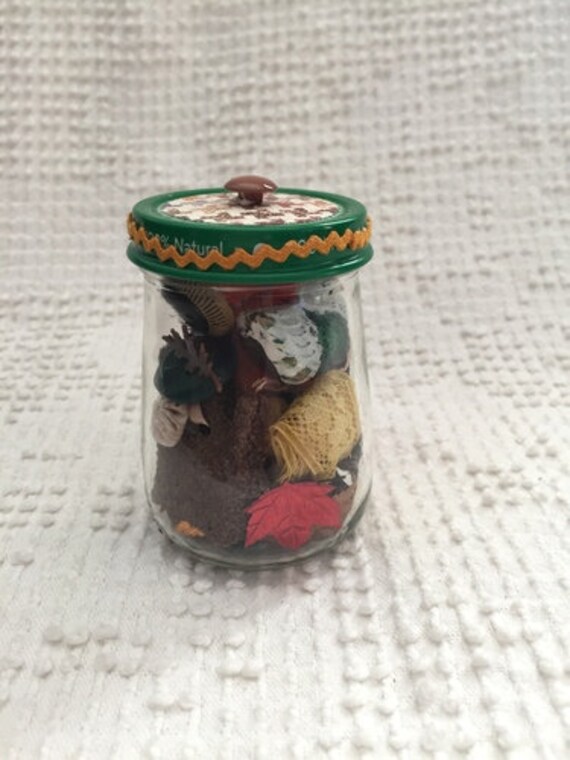 Thanksgiving Treasure Glass Jar Filled With Vintage Buttons Etsy