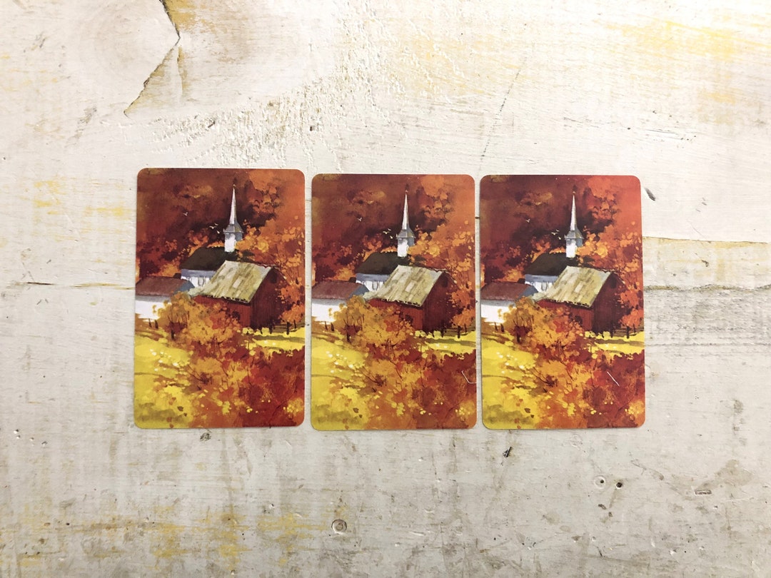 Vintage Playing Cards With Fall Scene- Set of 3 Cards - Collage, Junk ...