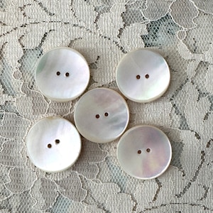 Vintage Mother of Pearl Shell Buttons: Large Concave Shape - Set of 5