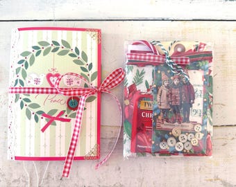 Handmade Christmas Journal - With Pockets and Tucks and a Supply Kit to Decorate and Create Ephemera - Perfect for December Daily