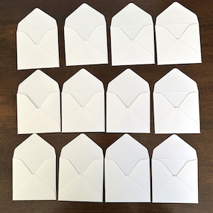 Vintage Small White Envelopes - One Dozen - 3&quot; x 3.375&quot; Size - Paper Crafting, Junk Journal and Office Supplies