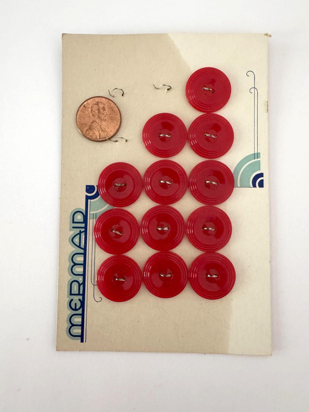 Vintage Red Buttons - Mid Century Plastic 2 Hole Bright Red Buttons ...