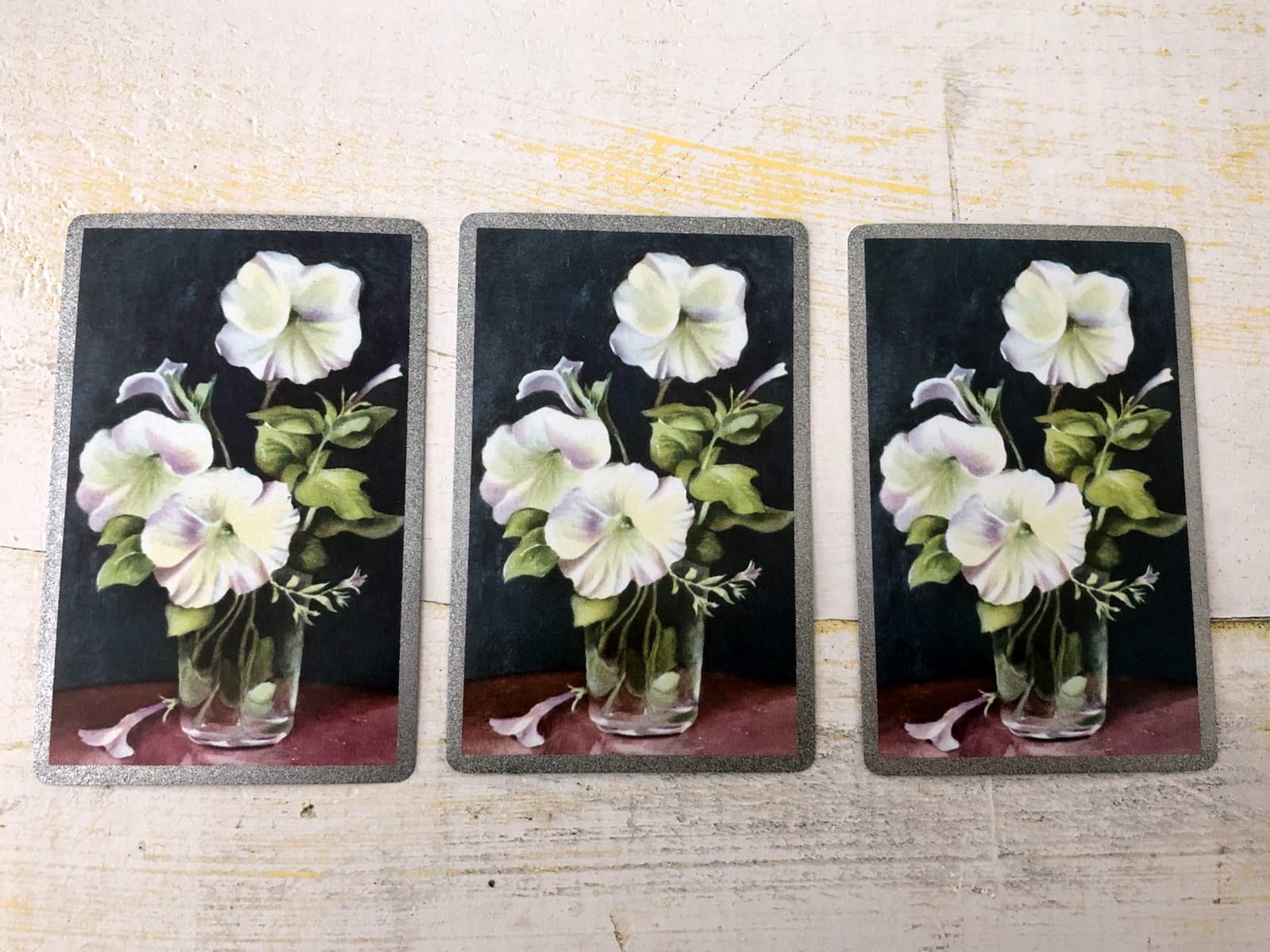 Vintage Playing Cards With Vase of Flowers Set of 3 Cards - Etsy