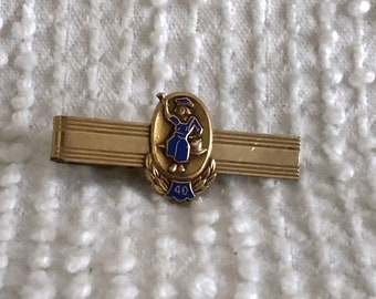 Vintage Mens Tie Clasp - Gold with Dutch Boy Paint Emblem with Number 40 - Unique and Rare to Add to Collection - Vintage Gift for Him