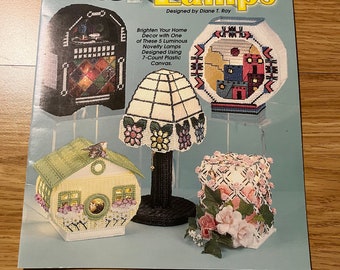 Plastic Canvas Accent Lamps Vintage Pattern Book 1998