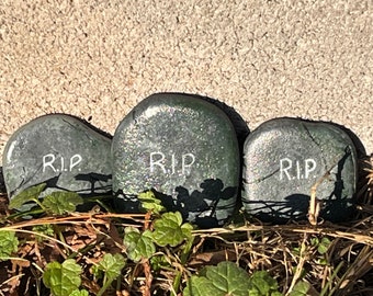 Lake Michigan Painted Rocks Tombstones Set of 3