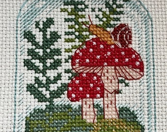 Amanita Muscaria Cross Stitch scene Ready-to-frame