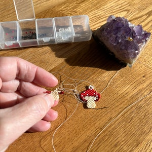 Amanita Muscaria Mushroom beaded earrings image 3