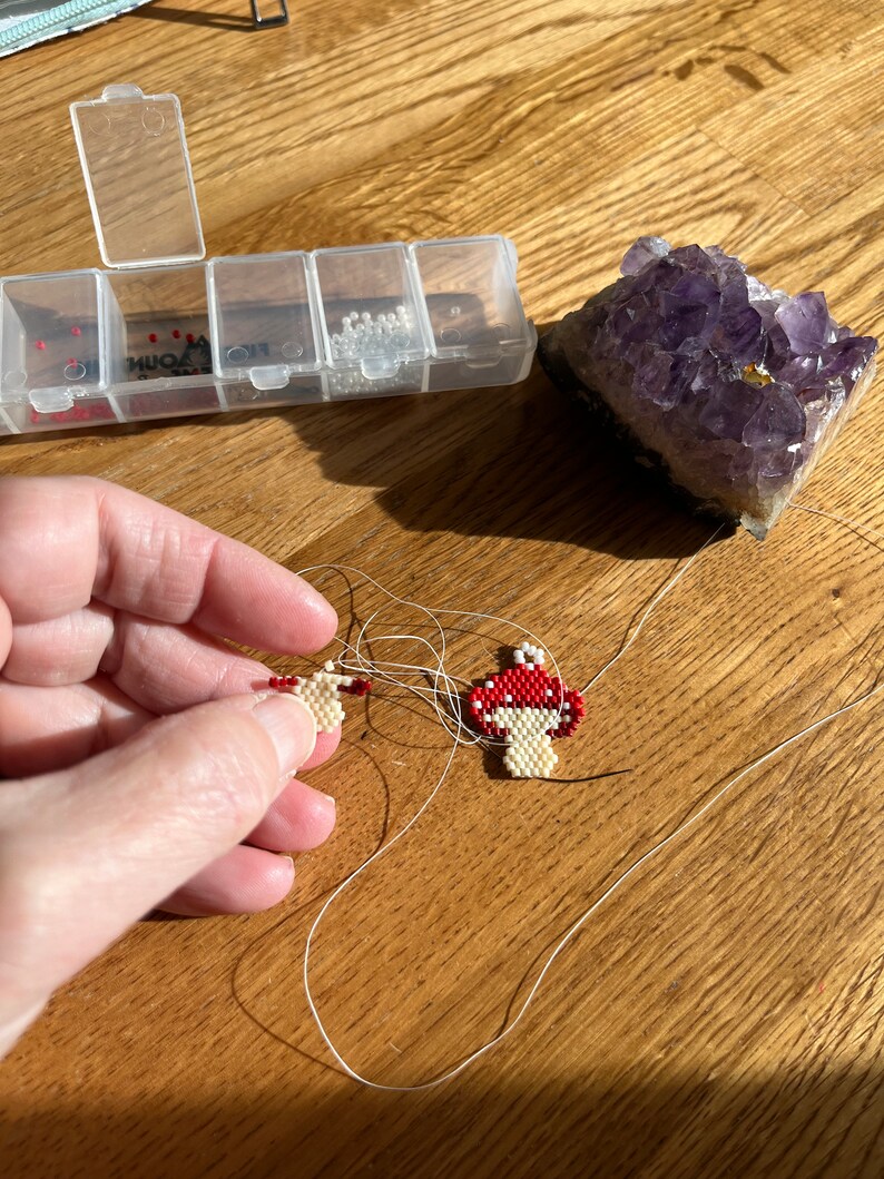 Amanita Muscaria Mushroom beaded earrings image 3