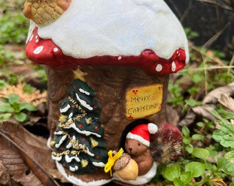 Forest Critter Log and Mushroom Piggy Bank